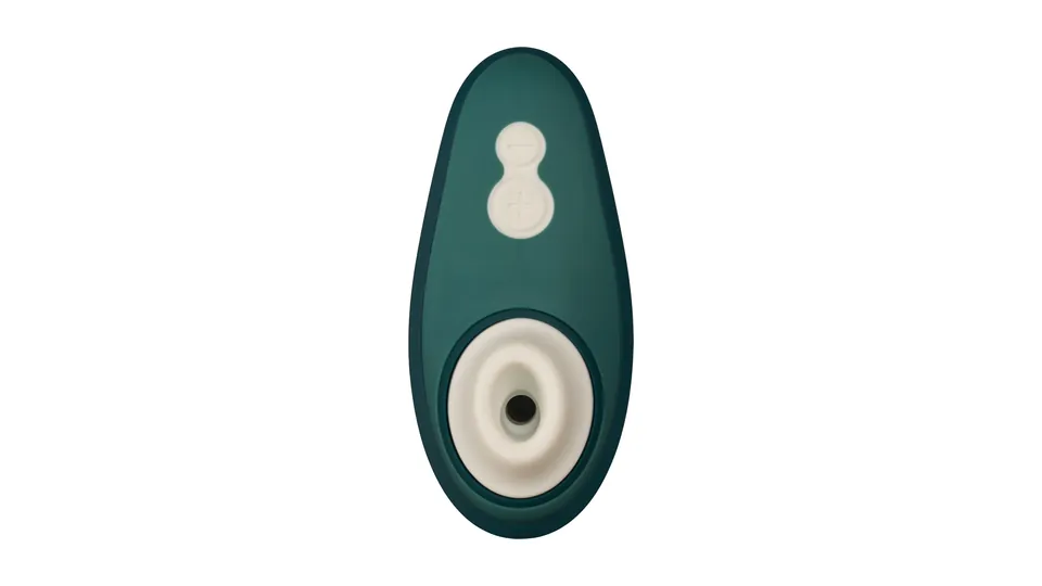 Vergelijking luchtdrukvibrators: Womanizer Liberty 2 in donkergroen, opzetstuk van voren