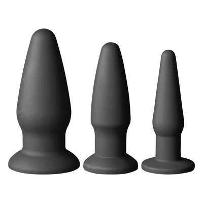 Vergelijking buttplug: Sinful anale trainingsset siliconen op witte achtergrond